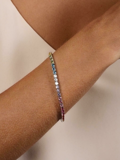 PULSEIRA RIVIERA COLORIDA BANHADA A RÓDIO BRANCO - comprar online