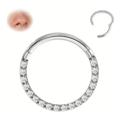 Piercing Argola Cravejada Click Titânio Daith Septo