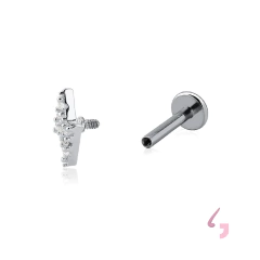 Piercing Tragus Raio Cravejado Base Reta Prata 925 p - comprar online