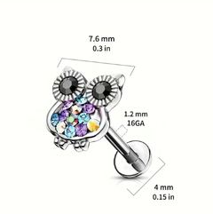 Piercing Tragus Coruja Aço Cirúrgico 316L Helix Conch - loja online