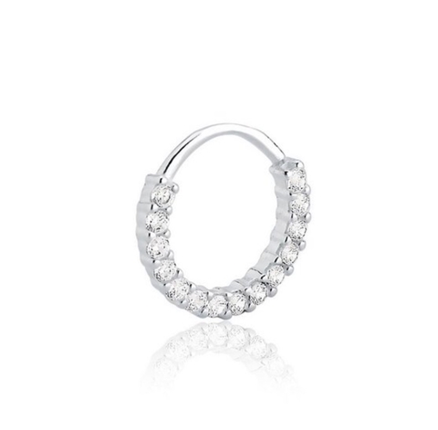 Piercing cravejado haste fino Prata 925