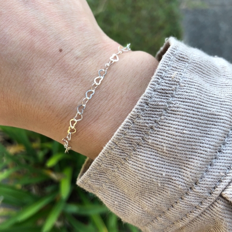 Pulseira elo coracoes p Prata 925