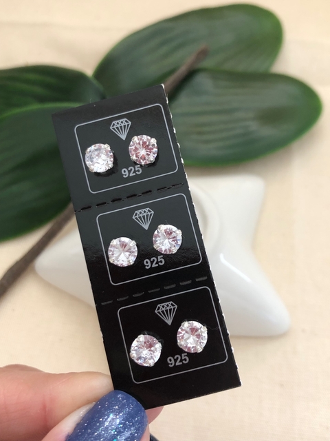 Brinco zirconia 6mm Prata 925