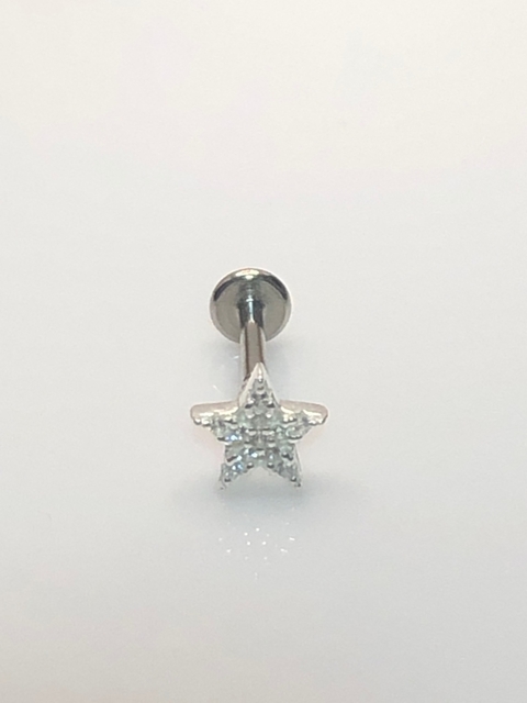 Piercing tragus estrela cravejada zirconias Prata 925
