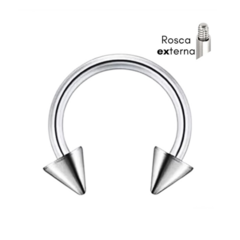 Piercing Ferradura Spike Titânio F136 Septo Hélix - FOR GIFT PRATA