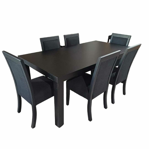 Juego de comedor 1.80 x 90 (6 sillas curvas) pana antimanchas - comprar online