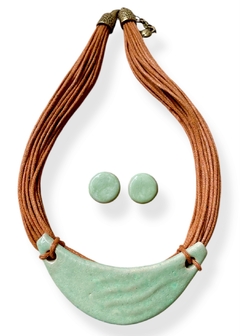 Conjunto brinco e colar Luna - CERÂMICA ARTE BRASIL