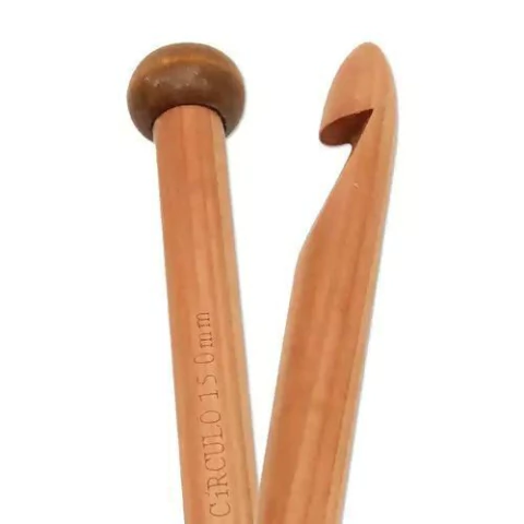 1 Agulha para Croche Tunisiano Madeira 15mm 30cm