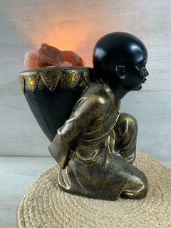 Buda yeso con cuenco espalda lampara de sal (grande) 36 cm