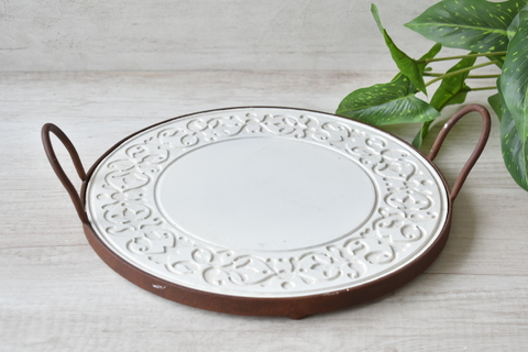 Bandeja Tallada Madera y Oxido