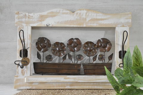 Perchero madera y oxido