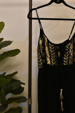 Vestido negro Espiga, hilos dorados - comprar online