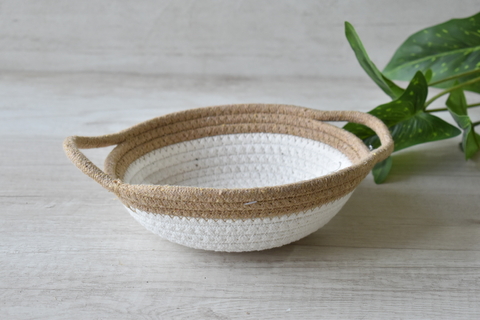 Cesto oval soga de algodón con manijas