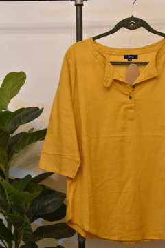 Camisa algodon India amarillo mostaza - comprar online