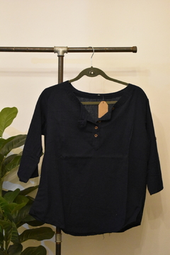 Camisa algodon India azul oscuro