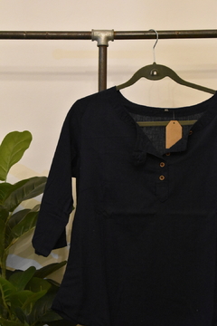 Camisa algodon India azul oscuro - comprar online