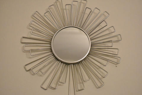 Espejo decorativo geometrico plateado