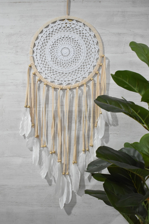 Atrapasueños Indonesia plumas naturales Beige