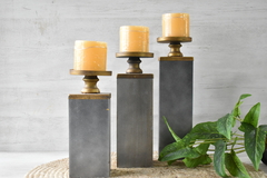 Set Portavelas metal y madera