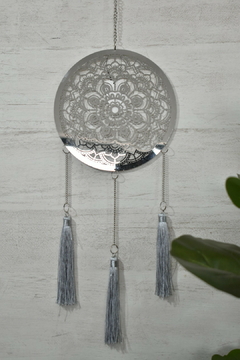 Colgante atrapasueños metal borlas hilo seda