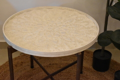 Mesa Dupla India Madera/hierro blanca