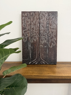 Panel/cuadro tallado madera Teka Árbol de la vida