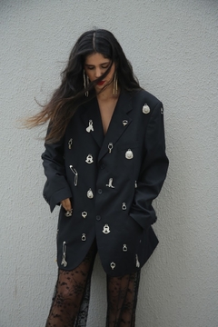 Blazer preto WILD HORSE WESTERN pingentes over