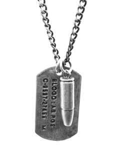 COLLAR CHAPA DE IDENTIFICACIÓN Y BALA METAL PLATA VIEJA en internet