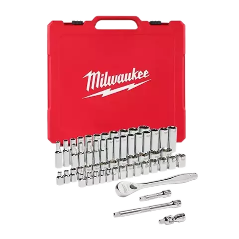 Juego de tubos Milwaukee 56 piezas con accionamiento de 3/8" - SAE y métrico 48-22-9008