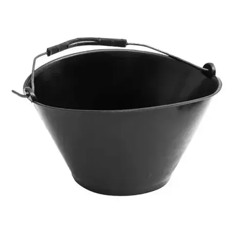 Balde Plastico Albañil Negro Reforzado Manija Metalica