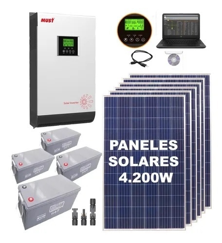 Kit Solar Hibrido 16800wh X Dia 5kw /10kw 220v Casa Campo H7
