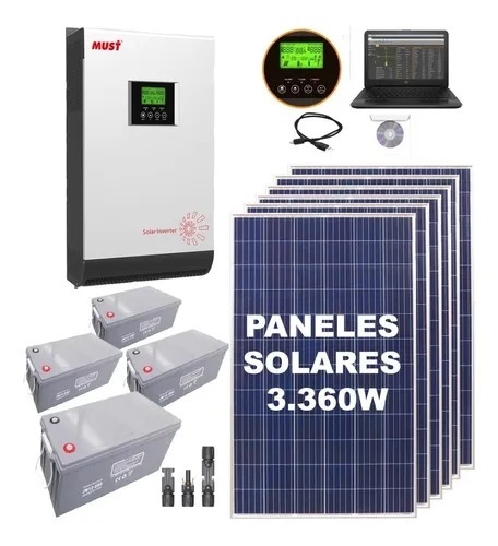 Kit Solar Hibrido 13440wh X Dia 4kw / 8kw 220v Casa Campo H4
