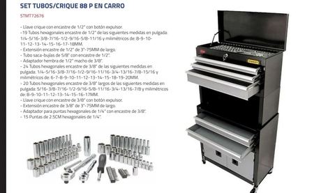 Carro Portaherramientas Metal Stanley 88 Piezas Stmt72676