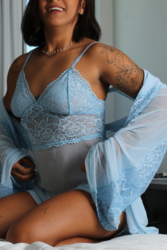 Camisola de tule Florescer Azul