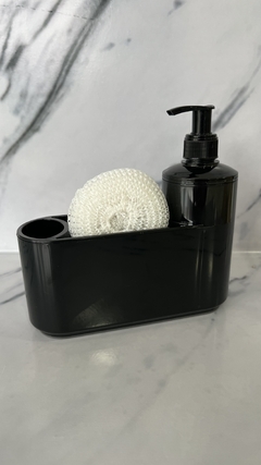 DISPENSER DETERGENTE + ESPONJERO PLASTICO (blanco o negro) - comprar online