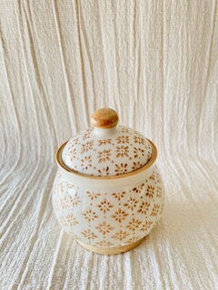 AZUCARERA CERAMICA FLORES BEIGE - comprar online