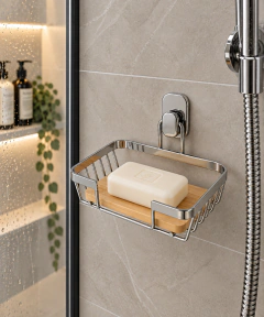 JABONERA SIMPLE CROMO BAMBU