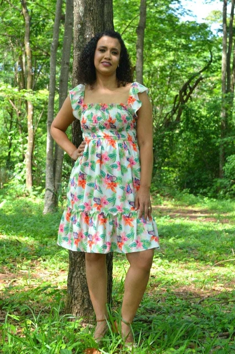 Vestido estampado borboletas Paula mãe