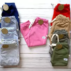 Naranjo pantalón frisa con puño y cordón - 4259