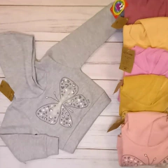 TAVG buzo corto nena con capucha, estampa "mariposa" y aplique - comprar online