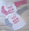 Cheito remera manga larga combinada beba con broches, estampa "believe in yourself"