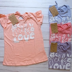 TAVG remera manga corta nena con vuelitos y detalle en la espalda "self love" - A028 - comprar online