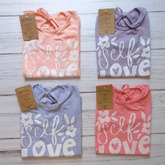 TAVG remera manga corta nena con vuelitos y detalle en la espalda "self love" - A028 en internet