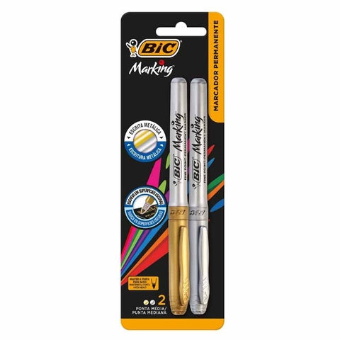 Marcador Permanente - 1,1mm (2 cores metálicas) - BIC