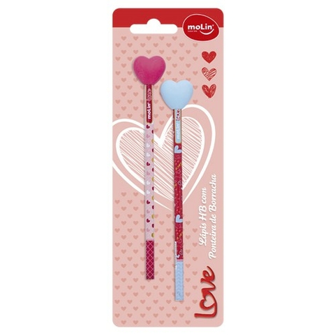Kit de Lápis HB - Love (com borracha no topo) - Molin