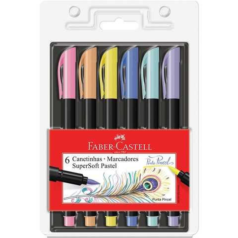 Brush Pen (c/ 6 tons pastéis) - Faber Castell