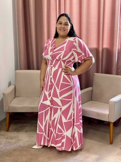 Imagem do Vestido Longo Viscolinho Botões Funcional Rosa - Melania