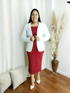 VESTIDO TUBINHO VERMELHO MANGA LONGA ESTAMPA CORAÇÃO - comprar online