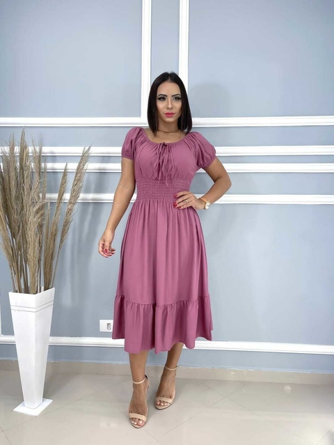 Vestido Ciganinha Chateau Rose Manga Curta - Alice