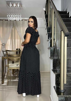 Vestido Ciganinha Longo Preto Mini Poá - Juliana - comprar online